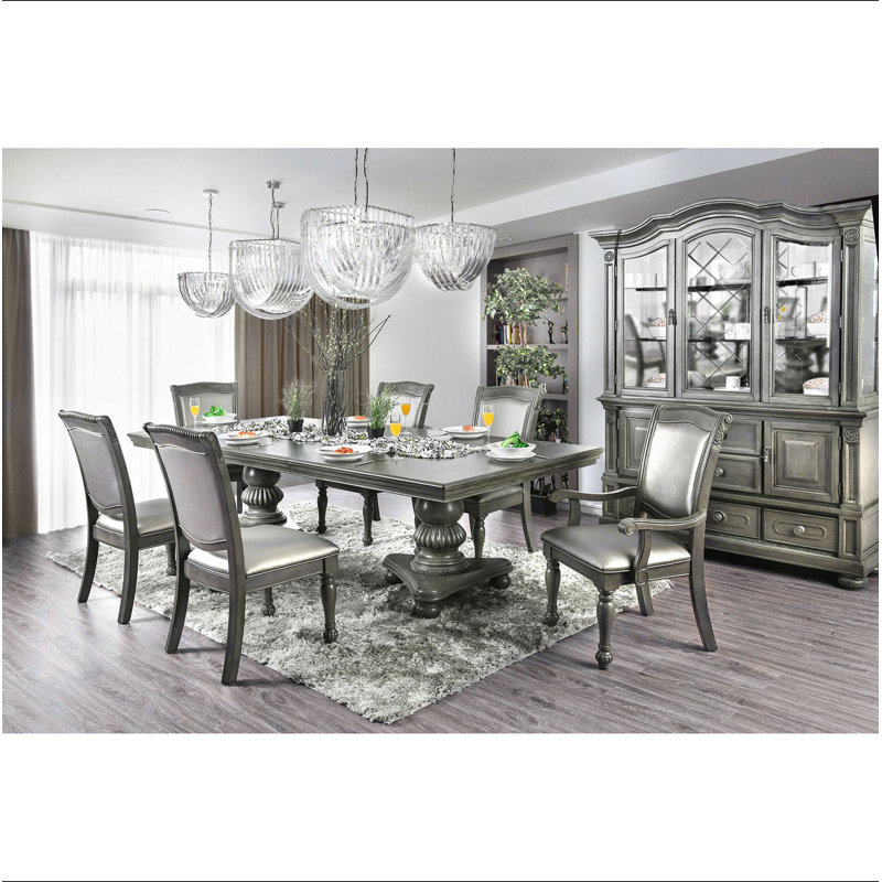 Ensemble de 2 chaises d'appoint rembourrées en similicuir gris et argent