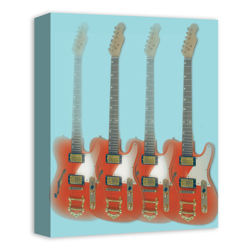 Art sur toiles de guitare rouge Mounce, H 14 po x l 11 po x P 1,25 po
