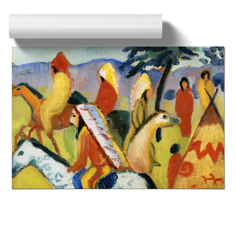 Indians On Horseback by August Macke - No Frame Painting, 42cm H x 59cm W x 0.1cm D
