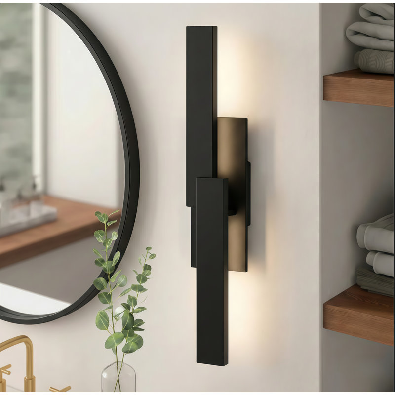 Applique murale à DEL 26 po en aluminium à intensité variable, Noir mat, H 26 po x l 5,5 po x P 3,5 po