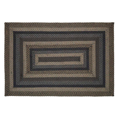 Tapis géométrique en coton tressé à la machine bleu / noir / gris / crème Caleen