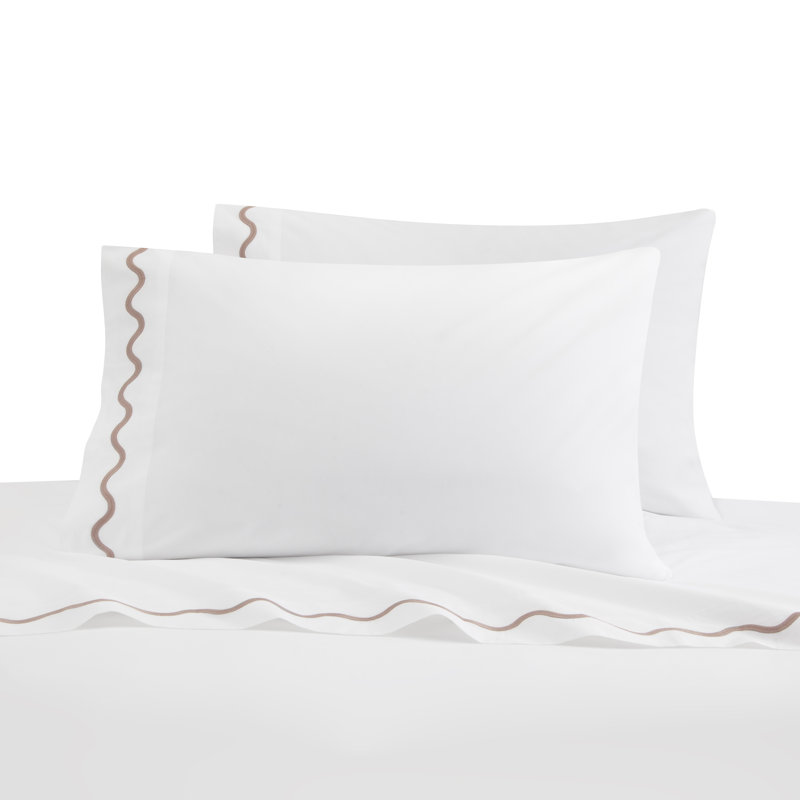 Ripple Bedding Pillowcase, King, White/Taupe