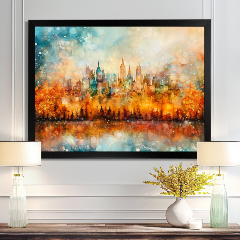 «Modern Evolve New York City Cityscape I», reproduction abstraite sur toile transitionnelle moderne, Noir, H 12 po x l 20 po