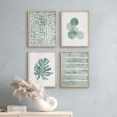 " Forest Green Pastel Watercolor Variety " 4 - Pieces