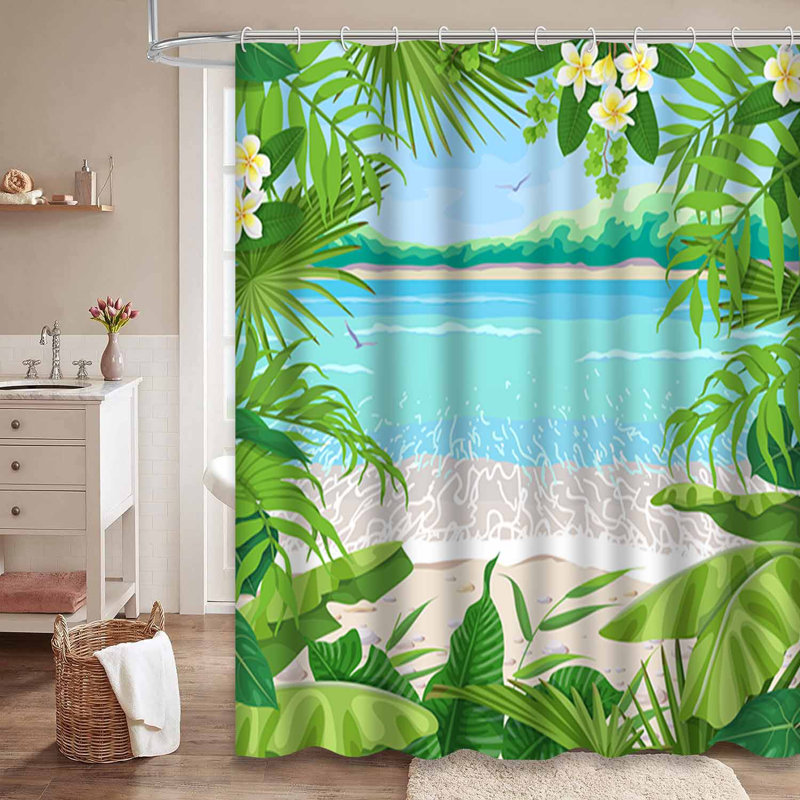 Rideau de douche imperméable Tropical, L 72 po x l 84 po