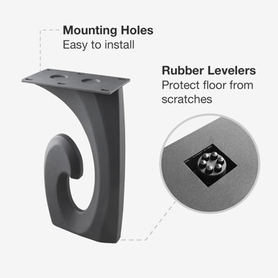 Pieds de banc L 8 po x l 3 po x H 16 po Luma 124 | Pieds robustes en métal noir mat pour les bancs de bord de bricolage, les sièges de salle à manger rustiques et les meubles d'entrée élégants