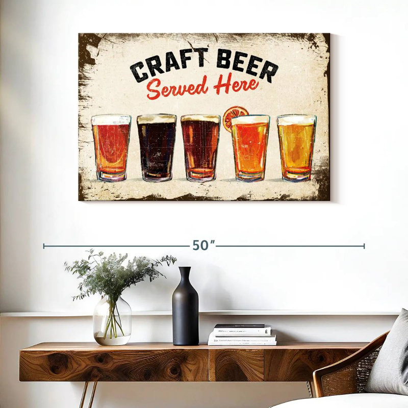 Plaque murale rétro «Craft Beer», H 26 po x l 39 po