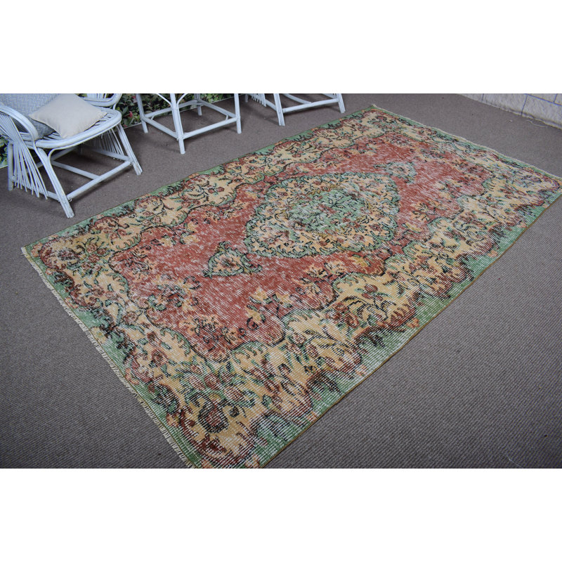 Tapis turc Oushak fait à la main avec motif anatolien rétro pour un décor de salon élégant