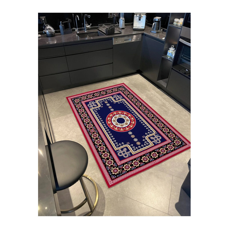 Geometric Pink Black Patterned Decorative And Woven Based Washable Carpet, Rectangle 3'4" x 6'7"