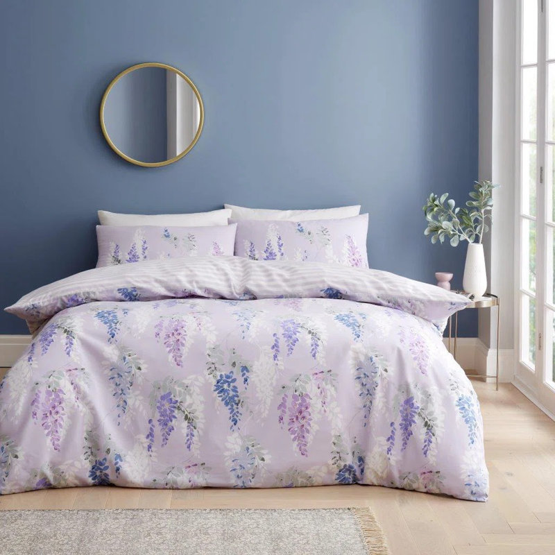 Botanical Duvet Cover Set with Pillowcases - Yarn Polycotton Bedding - Single Double King, Single