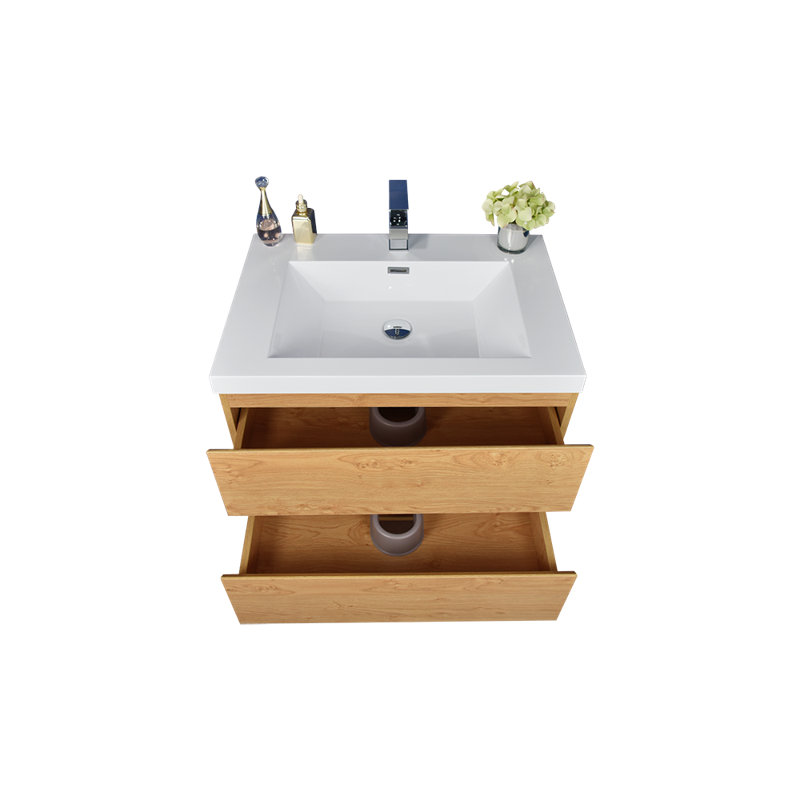Ensemble de meuble-lavabo simple mural Ninel 30, Chêne d'Angleterre