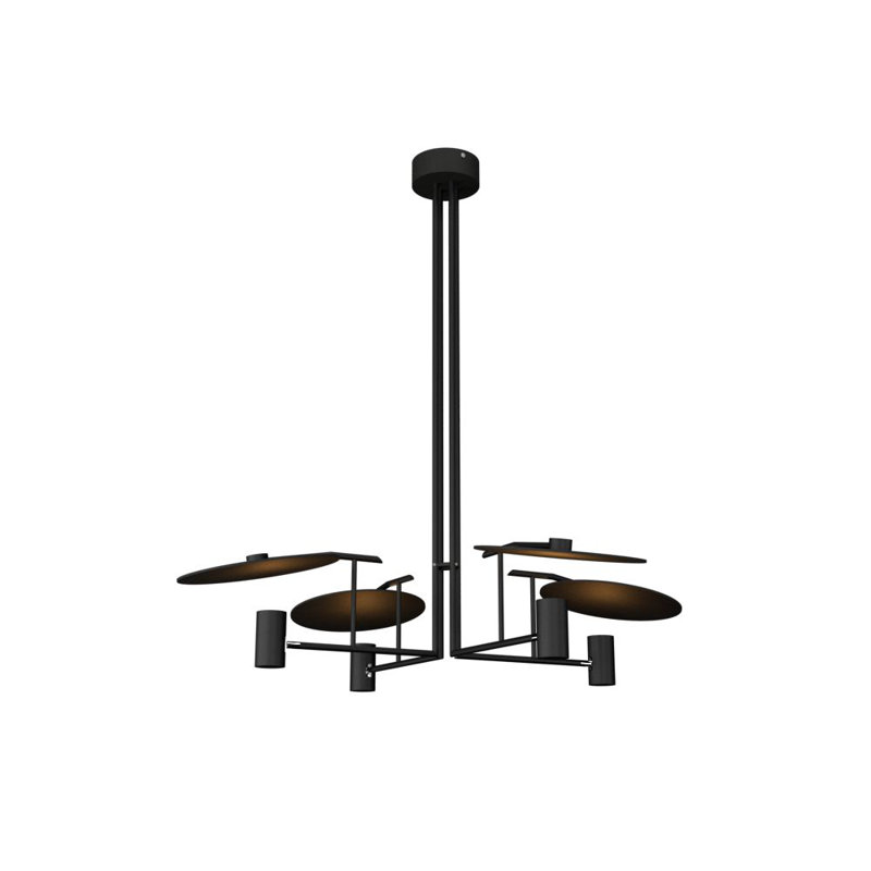 Matte Black Adjustable 4-Light Geometric Chandelier