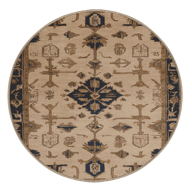 Washable Nantucket Heritage Coastal Area Rug, Round 7'