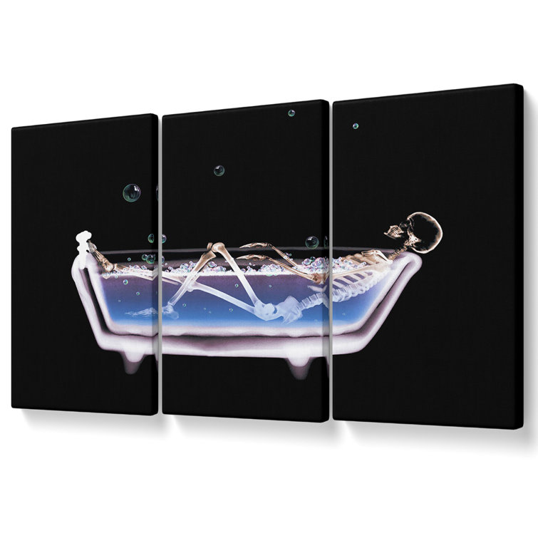 Bubble Bath Skeleton Canvas 3 Panel Set