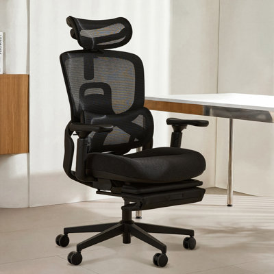 Fauteuil de bureau ergonomique en filet avec repose-pieds et fauteuil de direction avec accoudoirs 4D