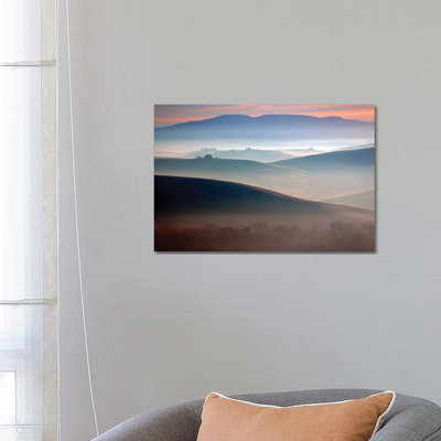 Italy, Val D' Orcia. Il Belvedere Farmhouse At Sunrise. by Jaynes Gallery - Wrapped Canvas Print