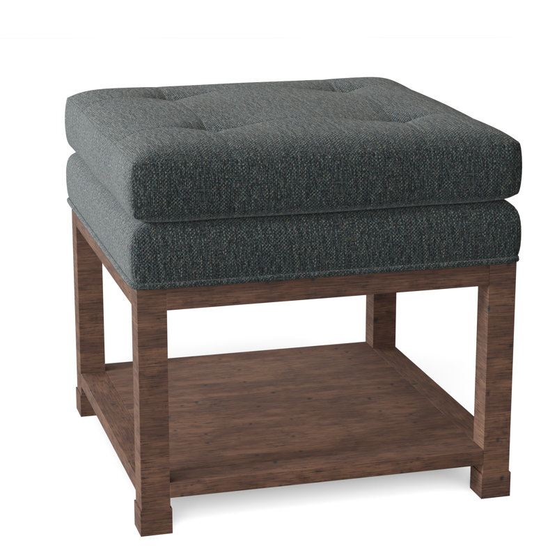 Libby Langdon 20.5" Wide Tufted Square Standard Ottoman with Storage, 9508 Oasis Polypropylene/Olefin, Walnut