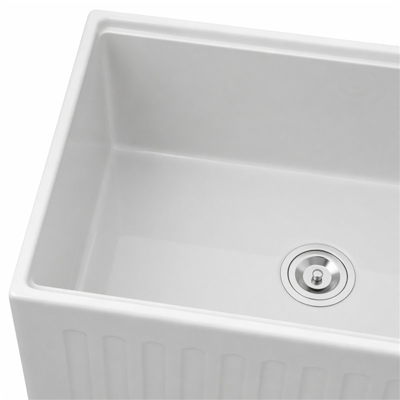 Évier de cuisine de ferme 33 po blanc - 33 po x 20 po x 10 po en porcelaine blanche