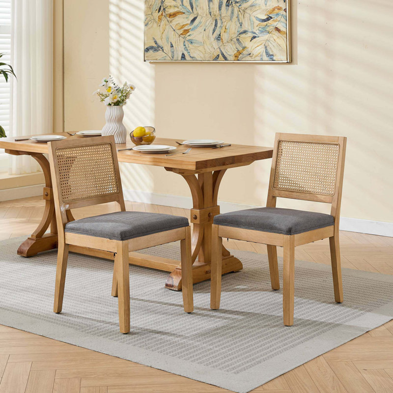 Ensemble de 2 chaises de salle à manger en rotin Farmhouse, Gris