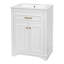 Meuble-lavabo 24 po avec lavabo en céramique intégré, armoire de salle de bain avec 2 portes, 1 tiroir basculant, meuble-lavabo simple pour salle de bain petite et moyenne, blanc-290585436