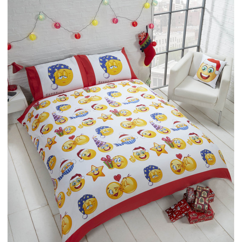 Mcginnis Yellow White Red Blue Reversible Duvet Cover Set, Double - 2 Standard Pillowcases