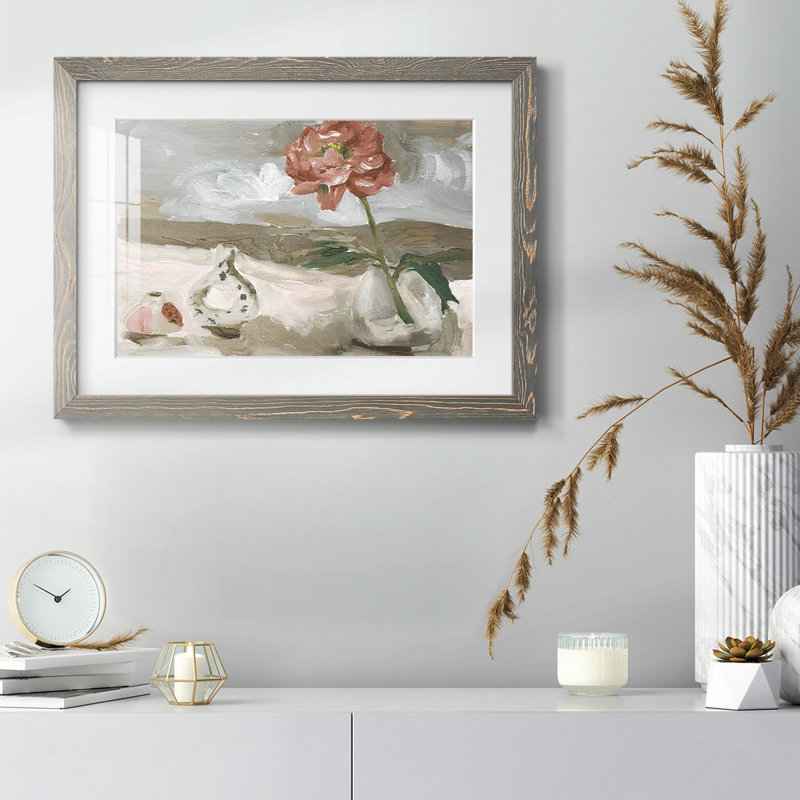 Vase de fleurs roses IV, H 26 po x l 38 po, Gris