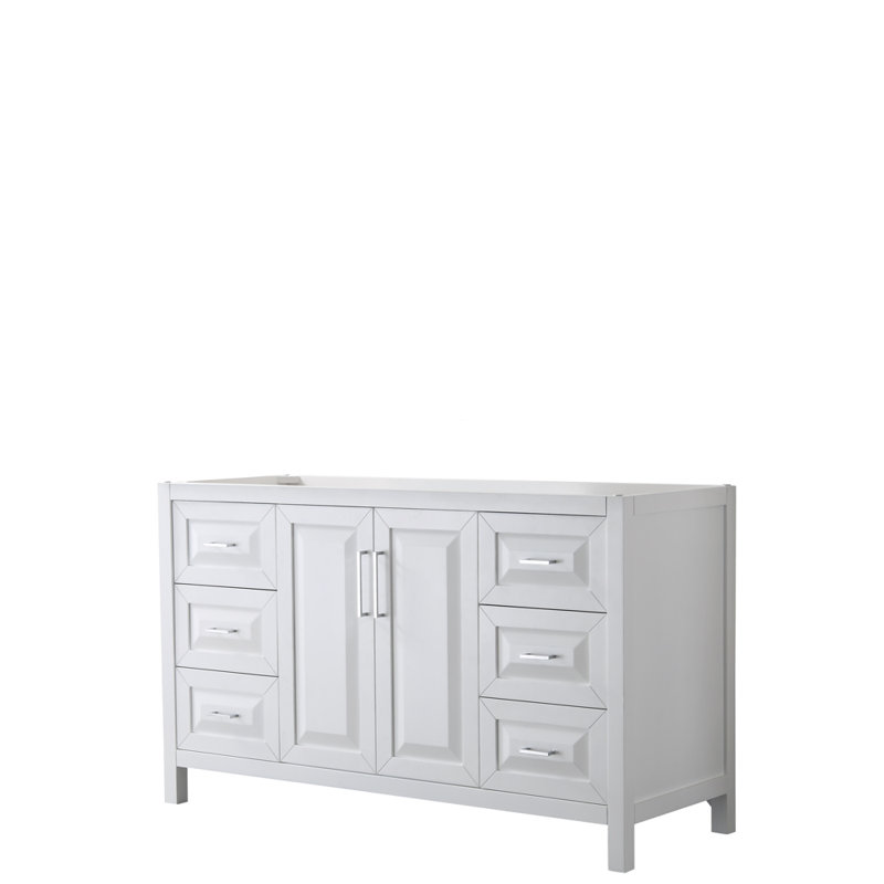 Daria 60'' W Single Vanity, White, White Cultured Marble, Brushed Gold