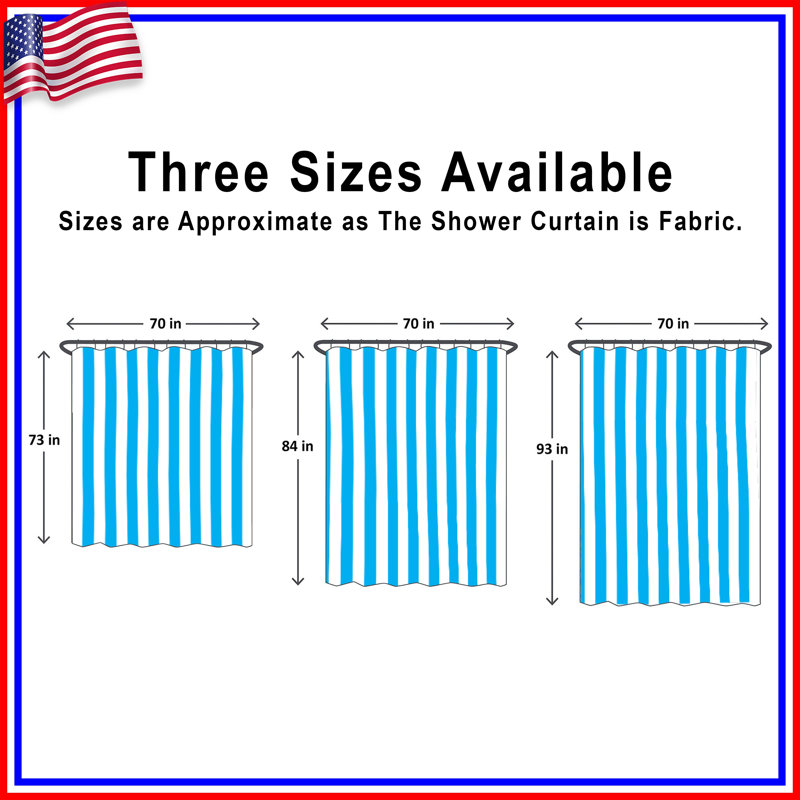 Blue White Stripes Shower Curtains Extra Long, L 70 po x H 84 po