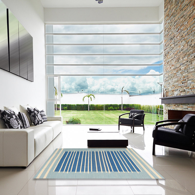 Tapis abstrait gris / bleu ciel, Carré 6 pi