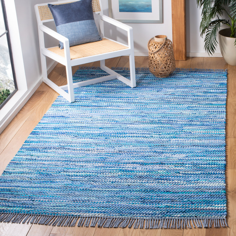 Ashbourne Flat Weave Recycled Cotton Chindi Solid Color Rug, Rectangle 5' x 8'