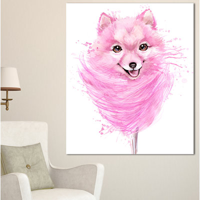 « aquarelle rose dog illustration », reproduction d’art sur toile tendue
