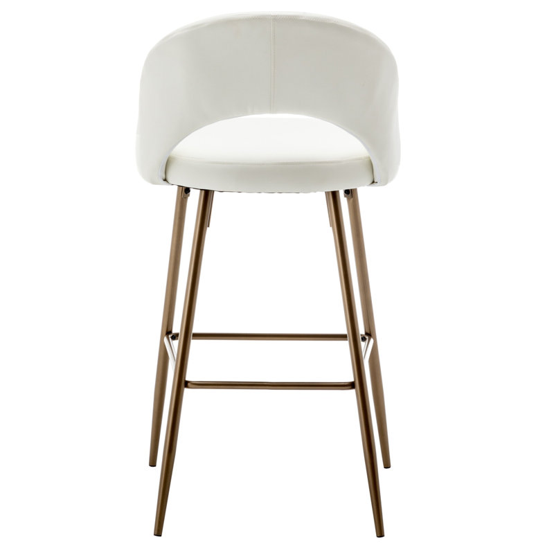 Aatto Upholstered Counter Stool with Metal Frame, White