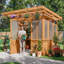 Backyard Discovery Poppy Cedar Wood Polycarbonate Greenhouse With Pergola Front And Powerport 2.7m X 1.7m (9ft X 6ft)