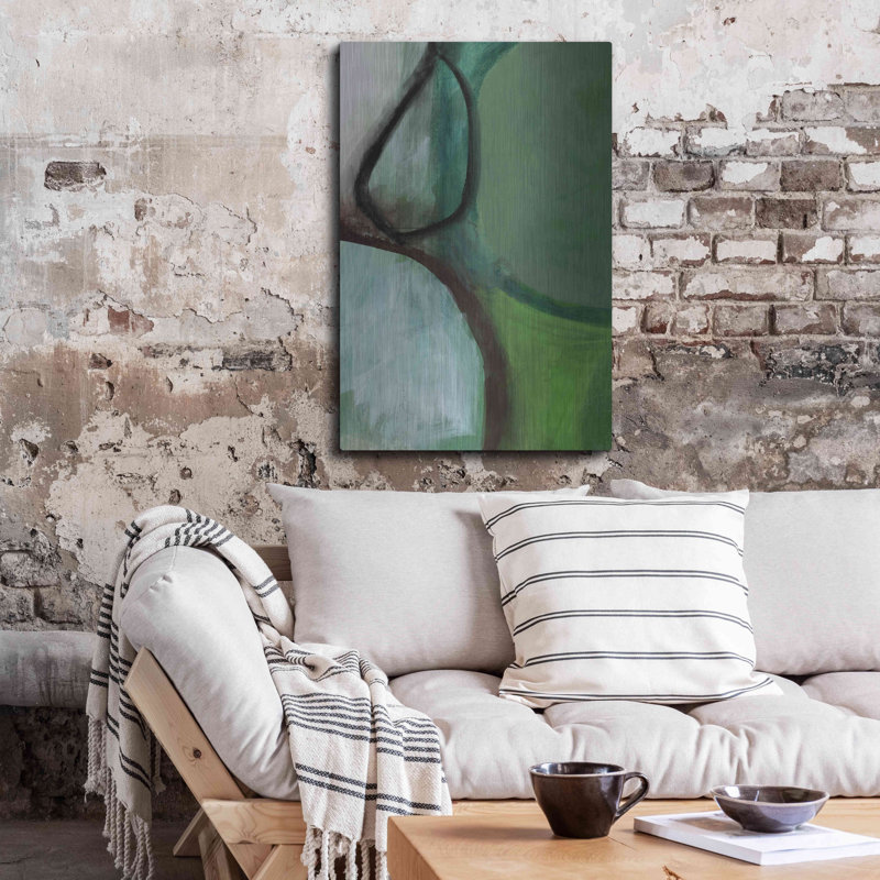 «Green Abstract» par Linda Woods, H 36 po x l 24 po