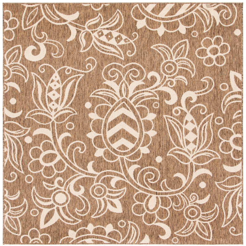 Sabir Performance Floral Indoor/Outdoor Area Rug, Square 6'7"