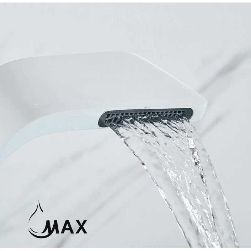 Robinet de salle de bain monotrou Waterfall, Blanc / or rose