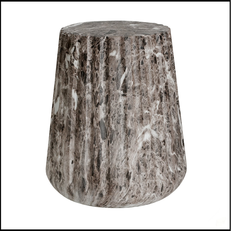 Table d'appoint d'extérieur sculptée Cleme avec béton léger durable, pour une utilisation intérieure et extérieure, design multifonctionnel et élégant