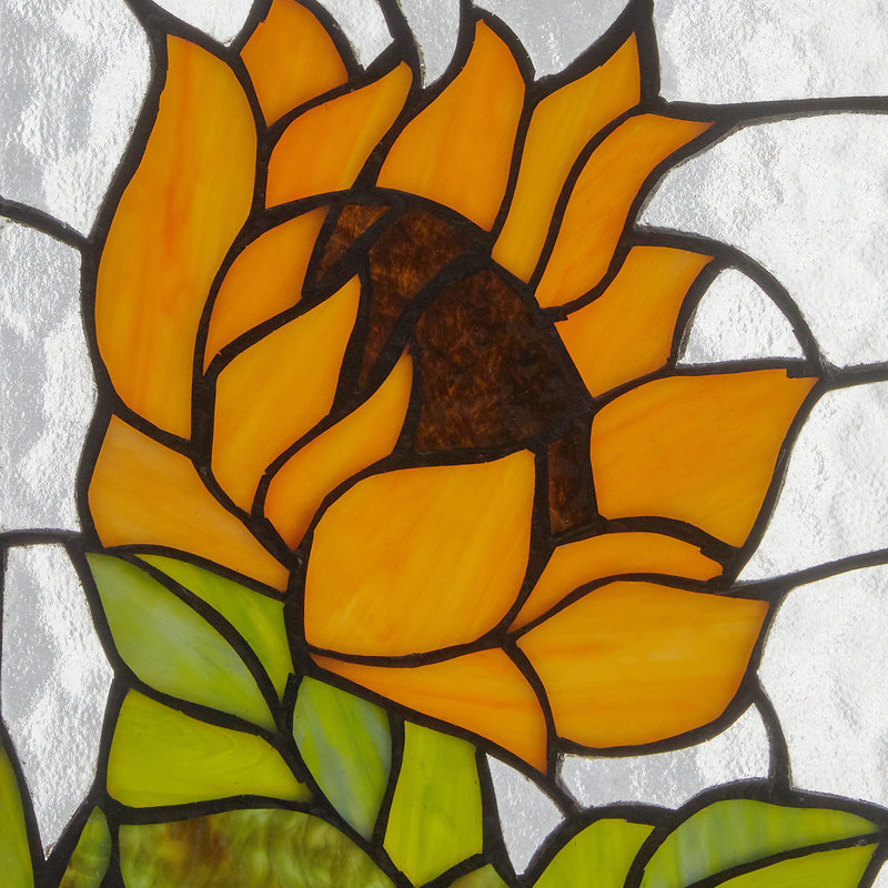 11.25”H Multicolored Sunflower Stained Glass Window Panel 11.25”H Multicolored Sunflower Stained Glass Window Panel