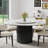 59.08'' Round Dining Table Marble Top with Rotating Turntable, White Circle Dining Table with Black Stainless Steel Base