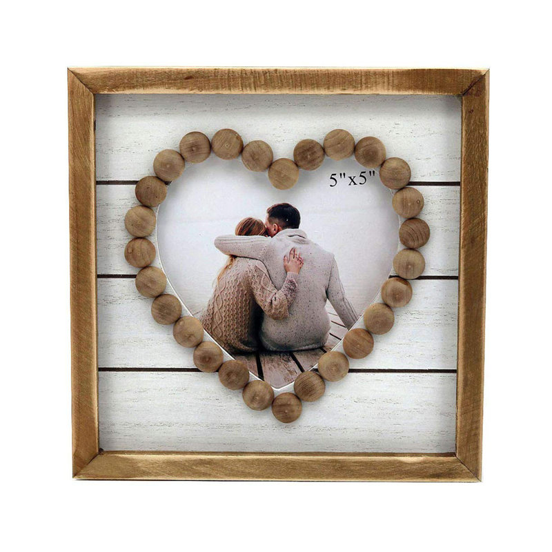 Cadre photo en bois à forme de cœur Rexford
