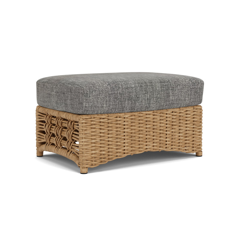 Magnolia Rectangle Outdoor Ottoman Patio Ottoman, Black Sand