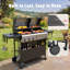 Barbecue au propane et barbecue au charbon pour la cuisine en plein air, 3 brûleurs, grilles en fonte émaillée de porcelaine, tablettes latérales pliables, barbecue à carburant double pour patio, cour arrière, camping-123627403