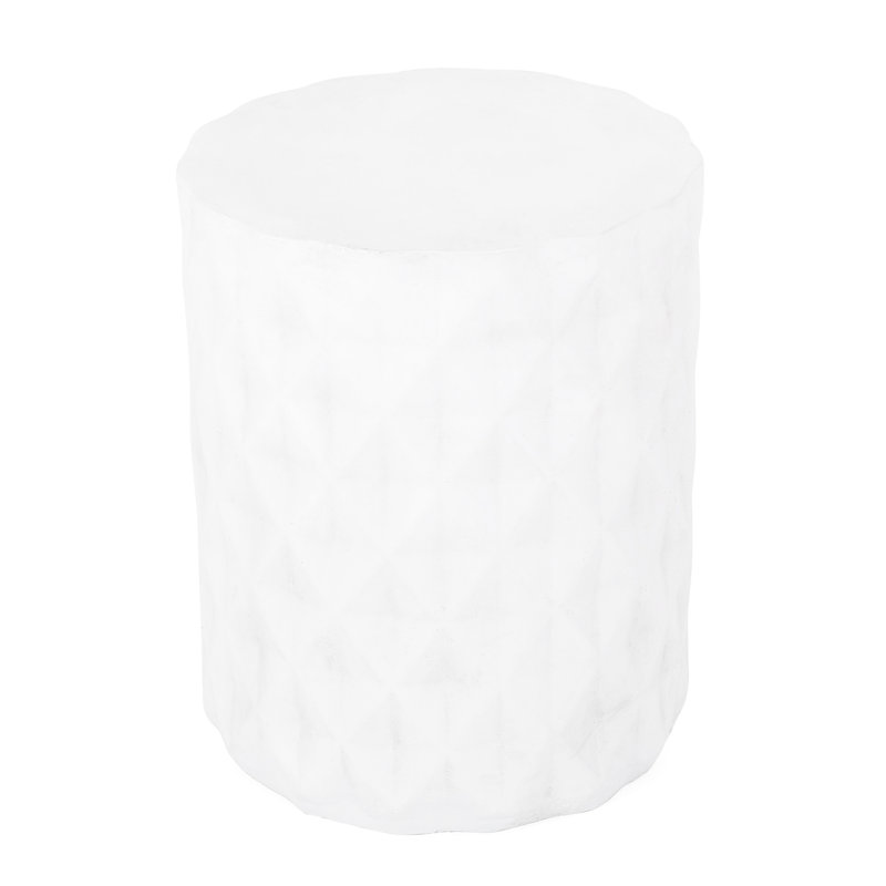 Lightweight Concrete Side Table, Geometric Design For Home Decor, Construction, No Assembly, 15.37 In Depth X 18.58 Height Modern Touch, Functional And , Assembly Required, Width Height, White Finish