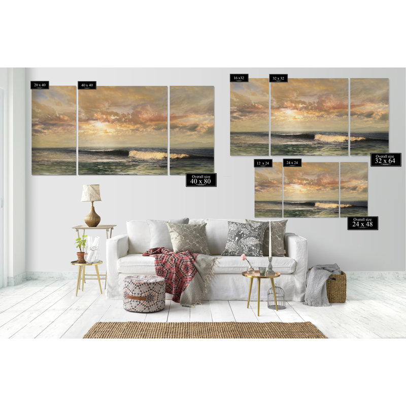 " Serenity Beach " 3 - Pieces, 24" H x 48" W x 1.5" D