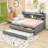 Full Size Wooden Daybed with Built-In Storage Drawers, Shelves and Twin Trundle-584599236