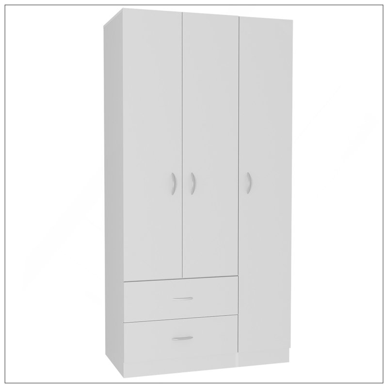 Armoire trois portes Clark, blanc, Blanc