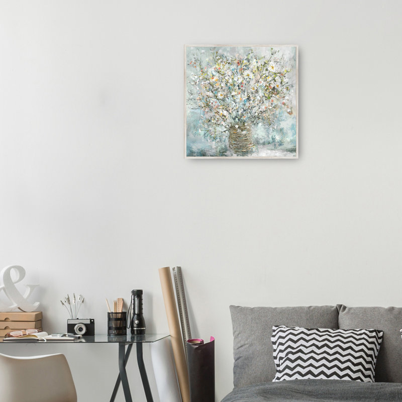 Large Floral Canvas Art Print with Barnwood Frame