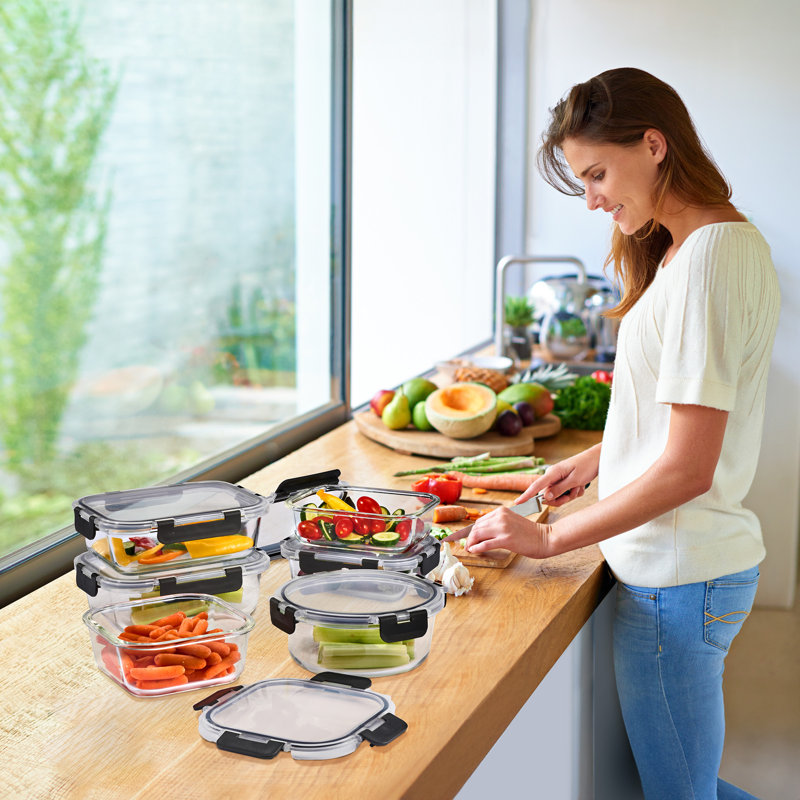 Prep & Savour Glass Meal Prep Containers with Airtight Lids - 8 Pack Square