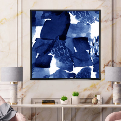 Impression abstraite sur toile bleu classique sur fond blanc I
