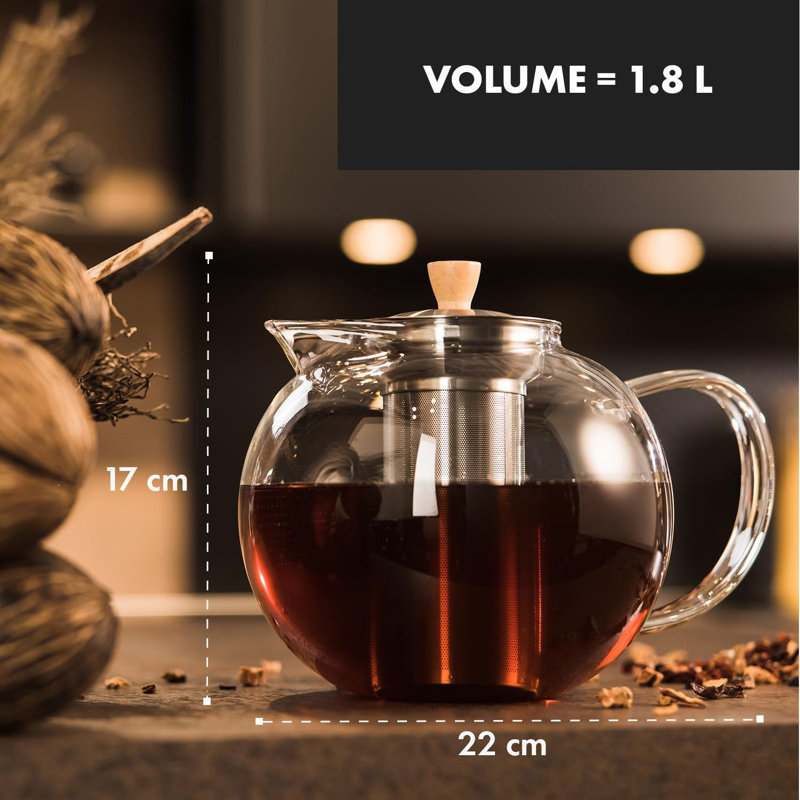 Klarstein 1.8ml Glass Solid Colour Teapot